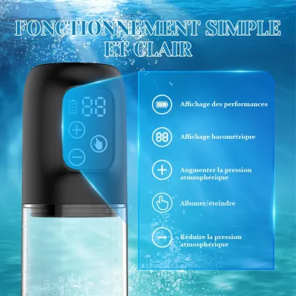 Pompe a Penis Hydraulique avec Affichage Numérique, Facile à Utiliser et à Nettoyer