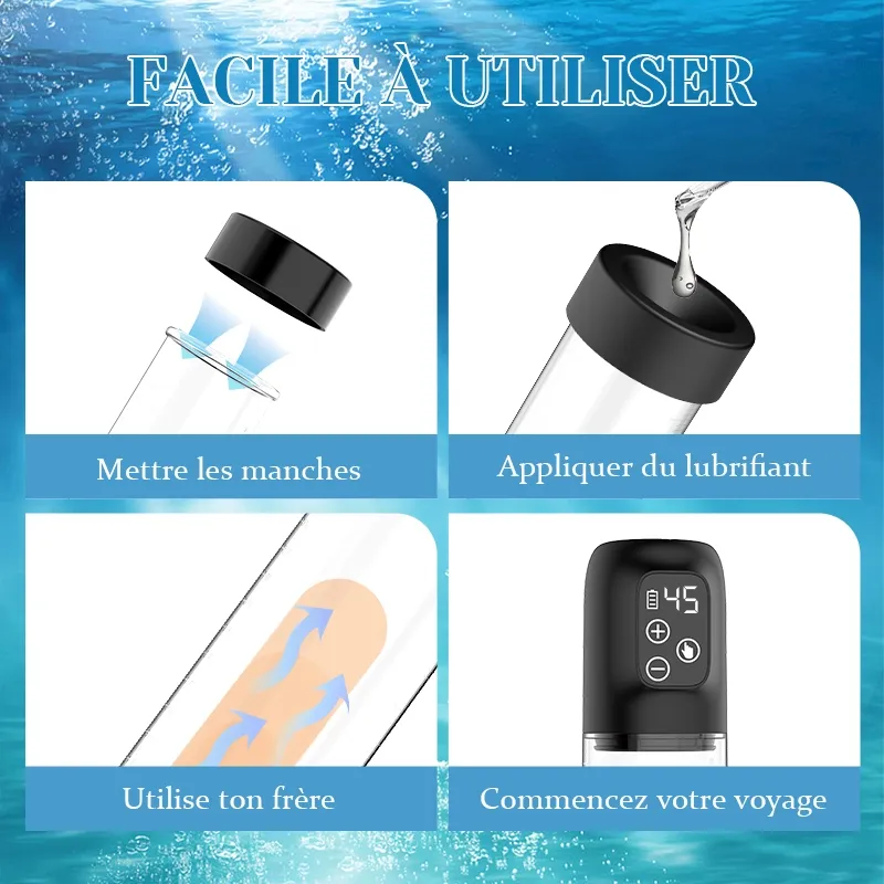 Pompe a Penis Hydraulique avec Affichage Numérique, Facile à Utiliser et à Nettoyer