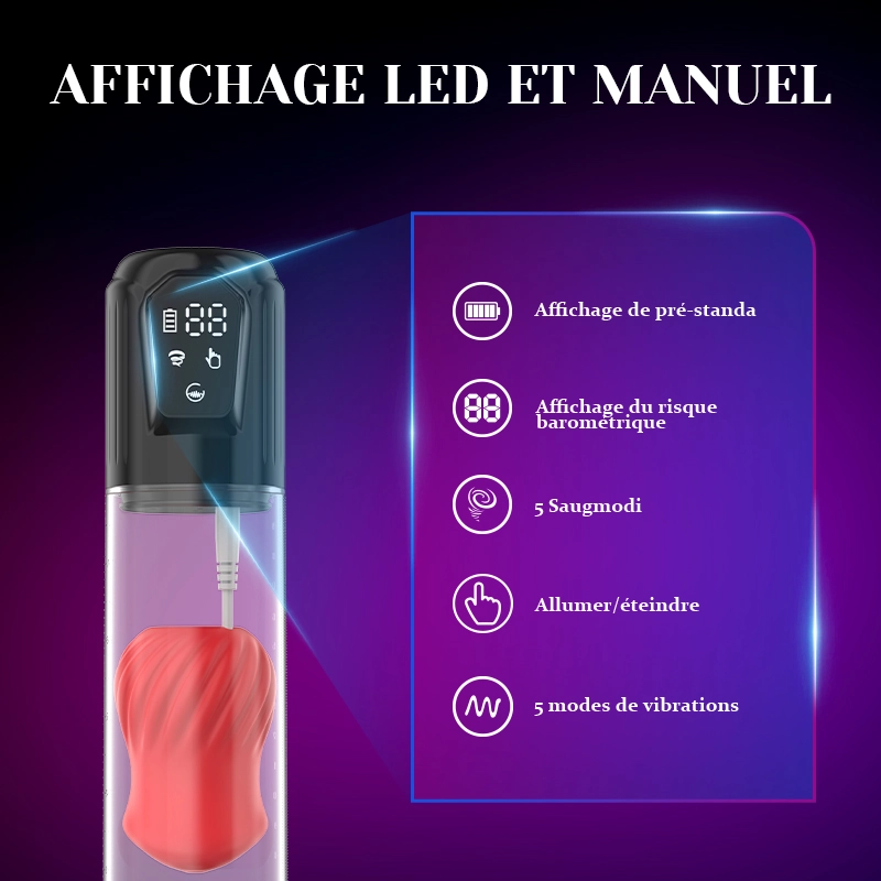 Pompe a Penis Hydraulique avec Vibrateur Intégré