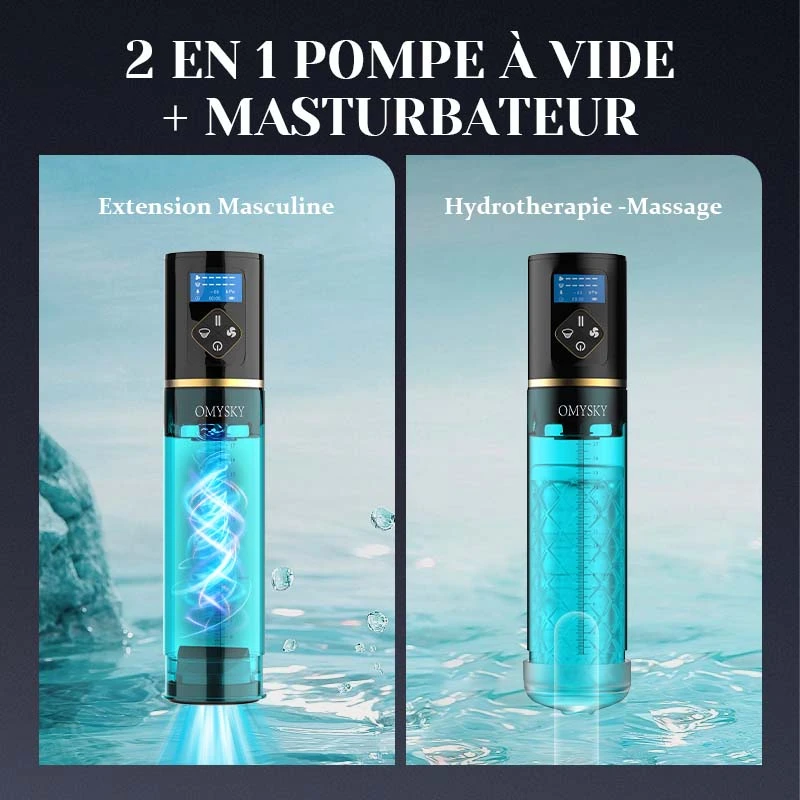 Pompe a Penis Hydro 6 Niveaux de Succion, Affichage LED, 100 % Étanche