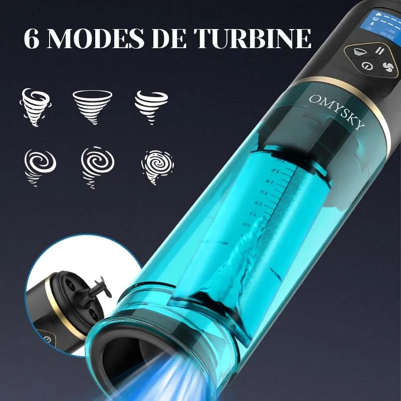 Pompe a Penis Hydro 6 Niveaux de Succion, Affichage LED, 100 % Étanche