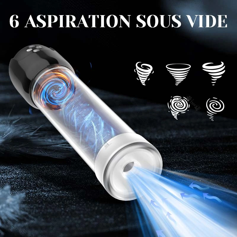Pompe a Penis avec 6 Niveaux de Succion, Grognements et Manchon Réaliste 3D