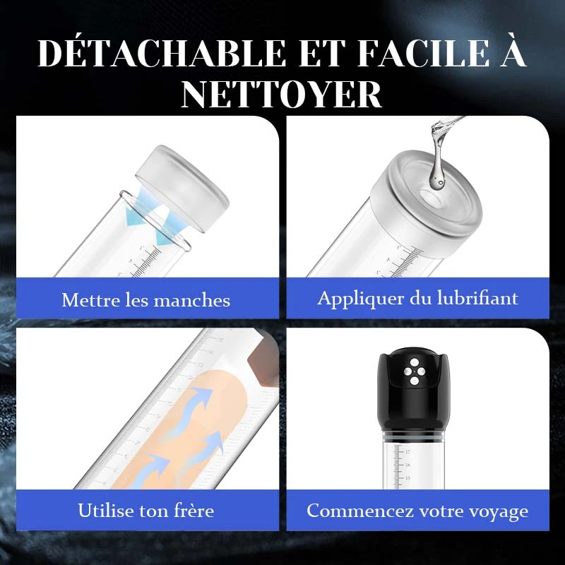 Pompe a Penis avec 6 Niveaux de Succion, Grognements et Manchon Réaliste 3D