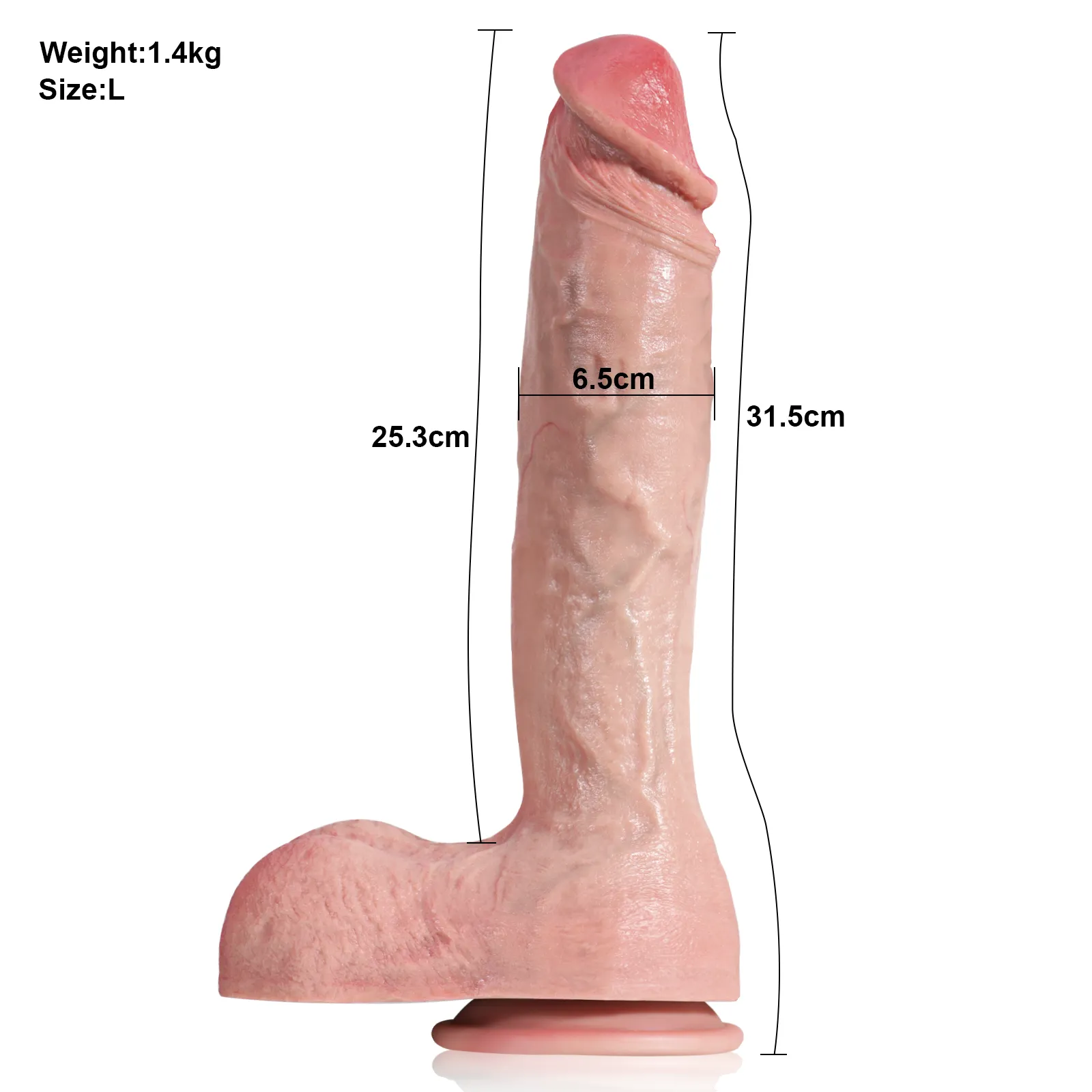 Réaliste Silicone Long avec Ventouse Gode 31.5cm