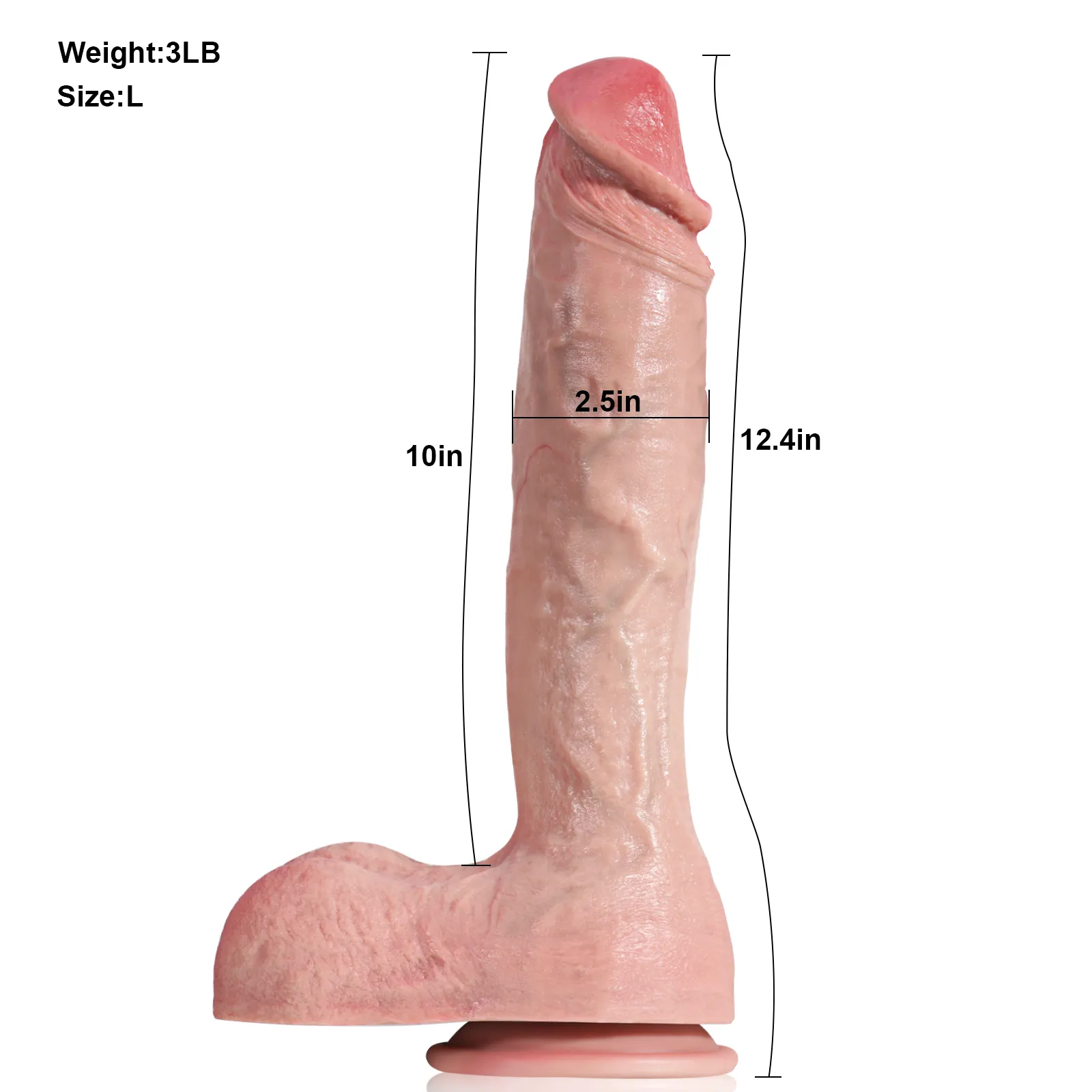Réaliste Silicone Long avec Ventouse Gode 31.5cm