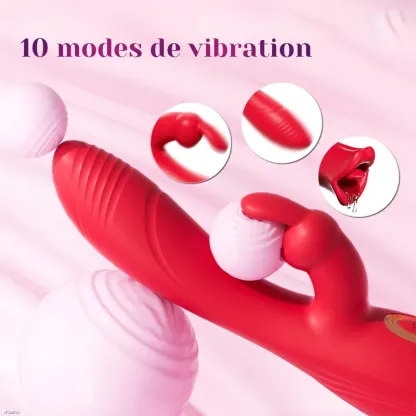 Rabbit Vibrator 3 En 1 Avec 10 Modes De Vibration Et De Mordillage