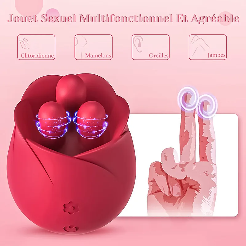 Rose Vibrateur Avec Trois Perles Stimulantes