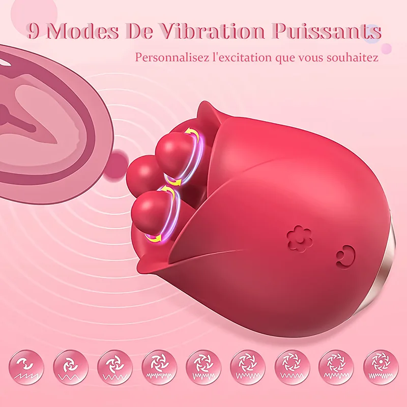 Rose Vibrateur Avec Trois Perles Stimulantes