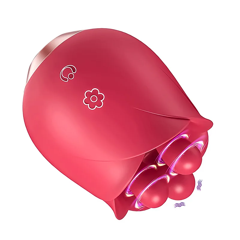 Rose Vibrateur Avec Trois Perles Stimulantes
