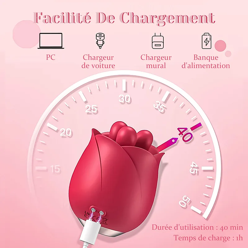 Rose Vibrateur Avec Trois Perles Stimulantes