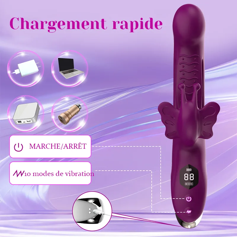 Stimulateur Clitoridien 3 En 1 Avec Stimulation Multiple De Vibrations Papillon