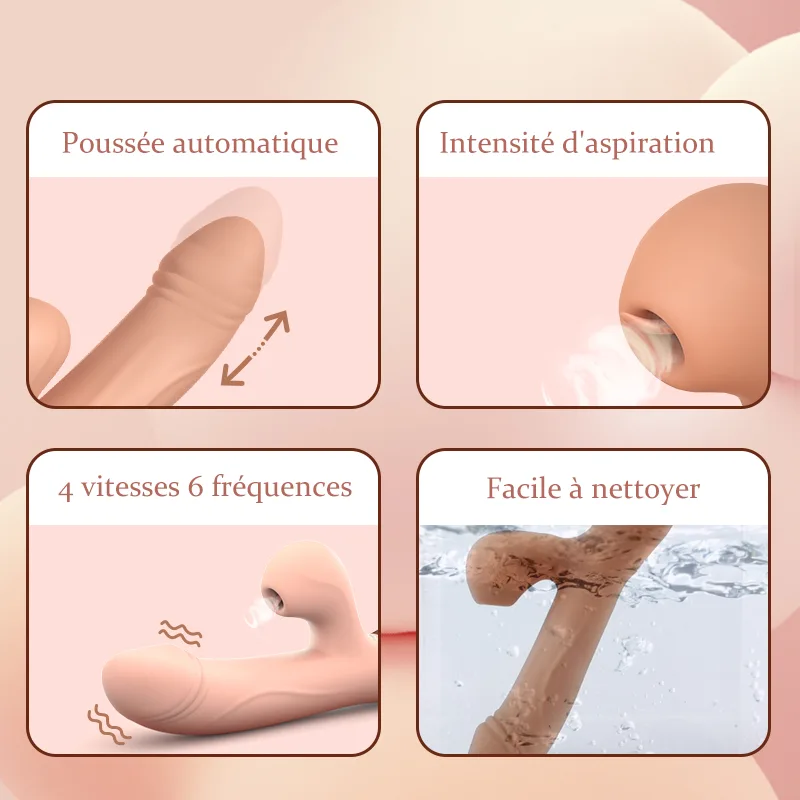 Stimulateur Clitoridien 2 En 1 Avec Poussée Aspiration Vibration Et Chauffage