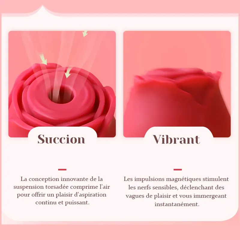 Stimulateur Clitoridien Vibrant à 10 Ventouses Vibromasseur Rose