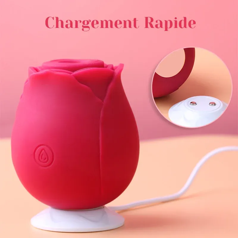 Stimulateur Clitoridien Vibrant à 10 Ventouses Vibromasseur Rose