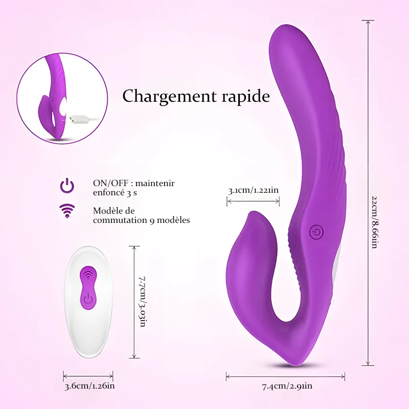 Stimulateur Clitoris Double Embout Télécommande 9 Vitesses