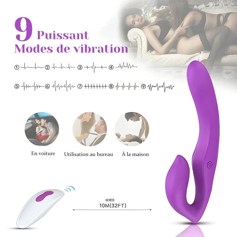 Stimulateur Clitoris Double Embout Télécommande 9 Vitesses
