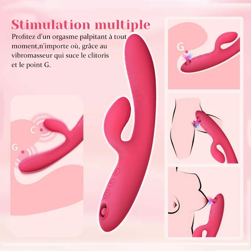 Stimulateur Clitoris Silicone Rechargeable 10 Vibrations Et 5 Modes De Succion