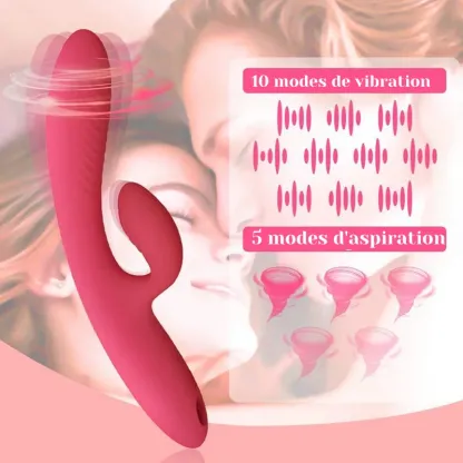 Stimulateur Clitoris Silicone Rechargeable 10 Vibrations Et 5 Modes De Succion