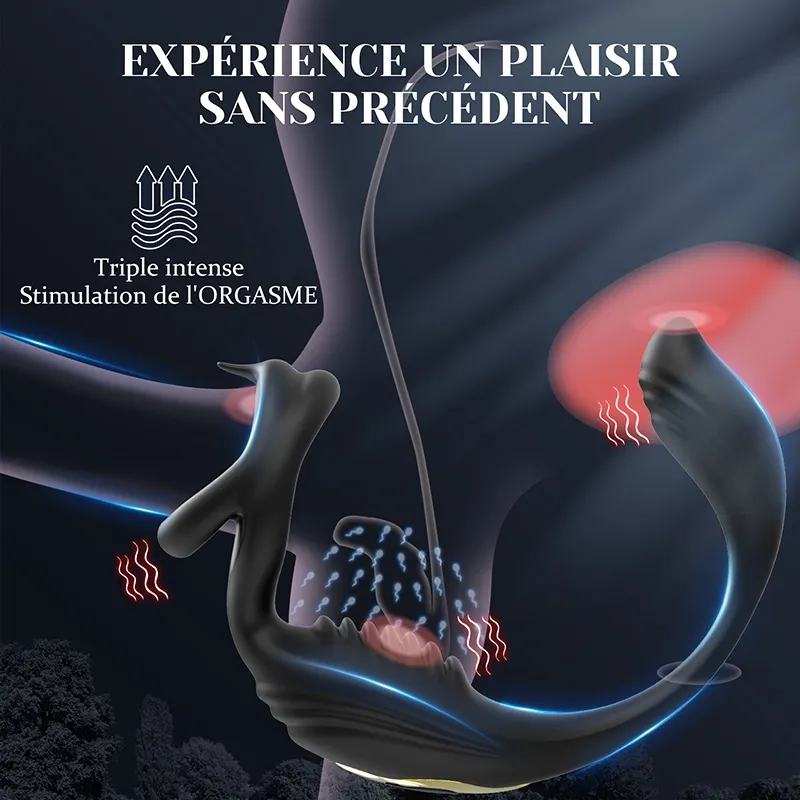 Stimulateur Prostatique 3 en 1 : Vibrateur pour Pénis, Testicules, Périnée et Anus