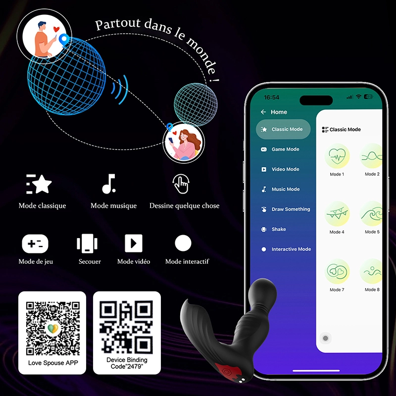 Stimulateur Prostatique Vibrant à Bascule et Léchage avec Application et Télécommande