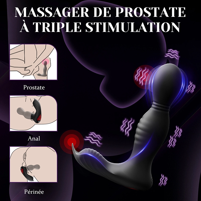 Stimulateur Prostatique Vibrant à Bascule et Léchage avec Application et Télécommande