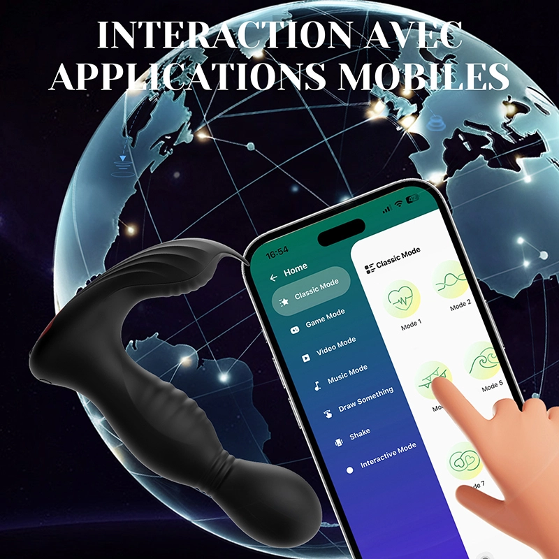 Stimulateur Prostatique Vibrant à Bascule et Léchage avec Application et Télécommande