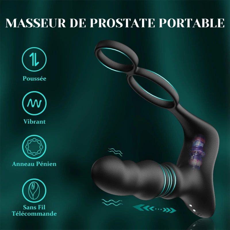 Stimulateur Prostatique Portable avec Fonction de Va-et-Vient, Vibration et Télécommande