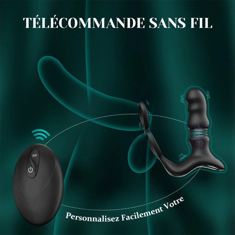 Stimulateur Prostatique Portable avec Fonction de Va-et-Vient, Vibration et Télécommande