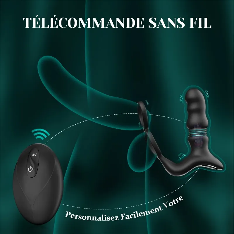 Stimulateur Prostatique Portable avec Fonction de Va-et-Vient, Vibration et Télécommande