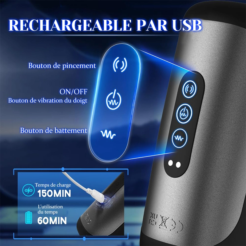 Stimulateur de Glan 10 Pulsations Vibrantes Masseur de Pénis à Doigt