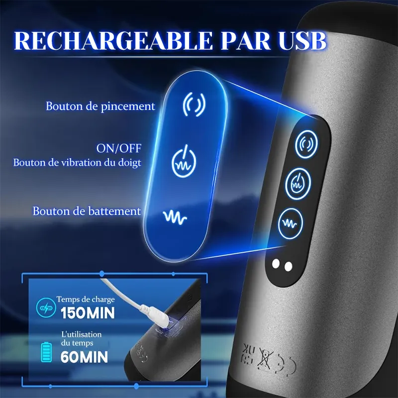 Stimulateur de Glan 10 Pulsations Vibrantes Masseur de Pénis à Doigt