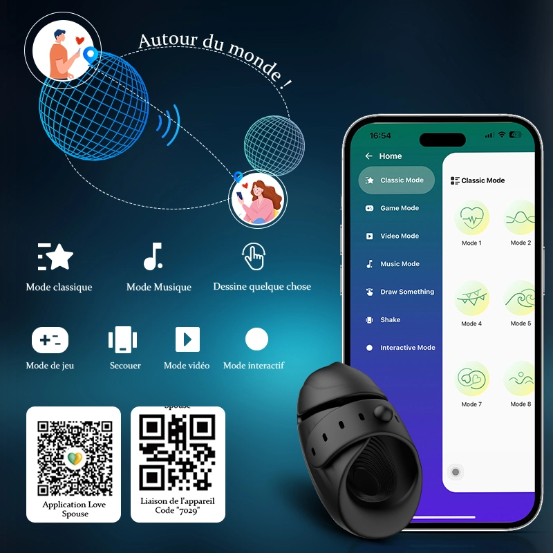 Stimulateur de Gland Réglable avec Boucle, Contrôle par App, 9 Vibration, Étanche