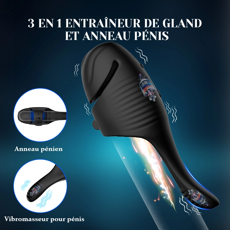 Stimulateur de Glande Double Moteur 10 Vibrations Boucle Ajustable