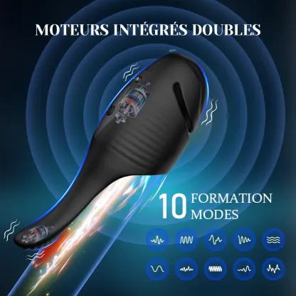 Stimulateur de Glande Double Moteur 10 Vibrations Boucle Ajustable