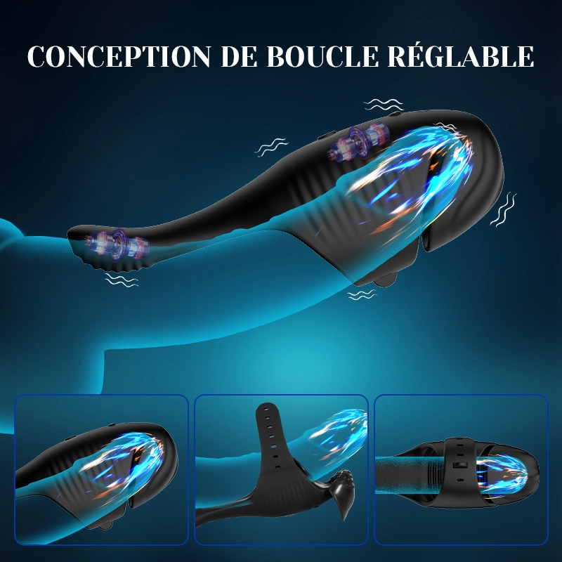 Stimulateur de Glande Double Moteur 10 Vibrations Boucle Ajustable