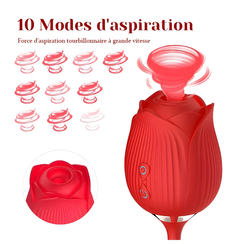 Suction Rose Vibrator Stimulator with Tapping G-Spot Vibrator
