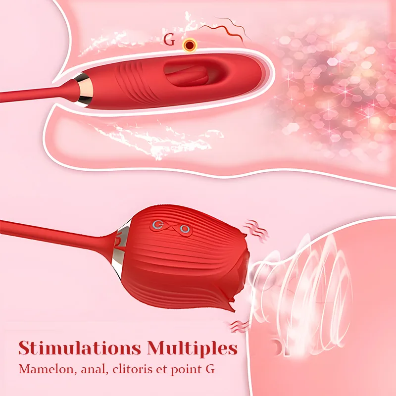 Suction Rose Vibrator Stimulator with Tapping G-Spot Vibrator