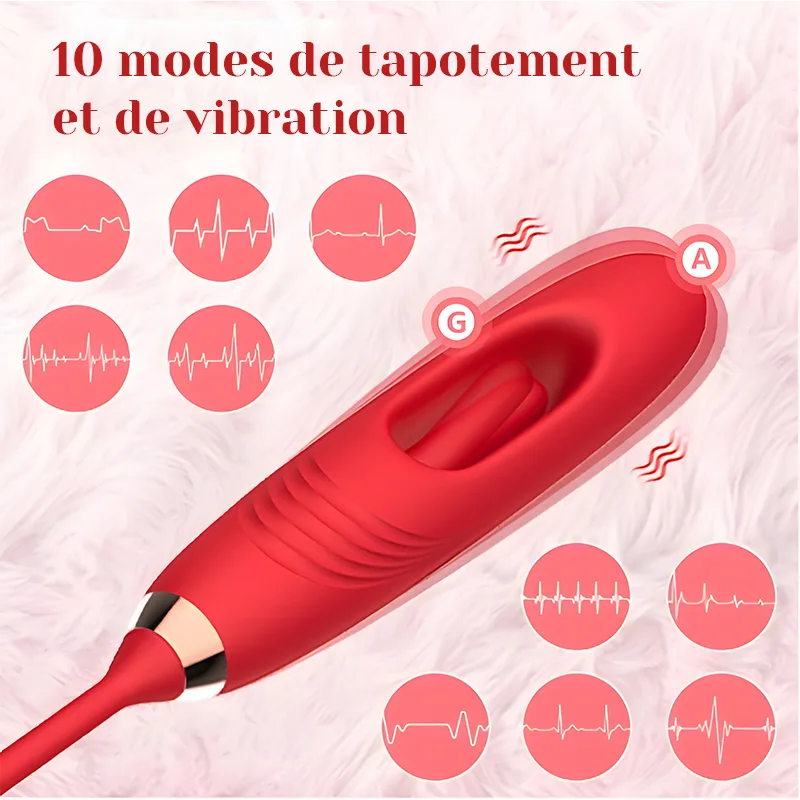 Suction Rose Vibrator Stimulator with Tapping G-Spot Vibrator