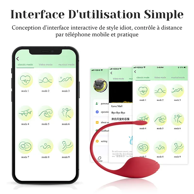 Vibro À Distance Avec 9 Modes De Vibration Étanche Et Contrôlable Via Application