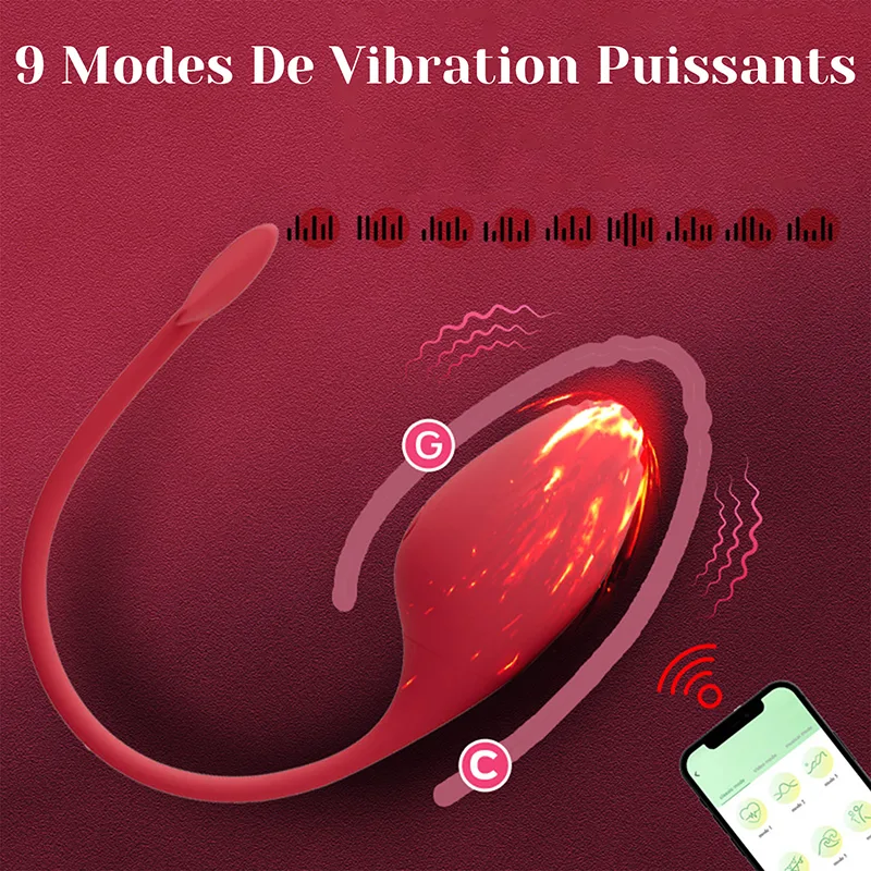 Vibro À Distance Avec 9 Modes De Vibration Étanche Et Contrôlable Via Application