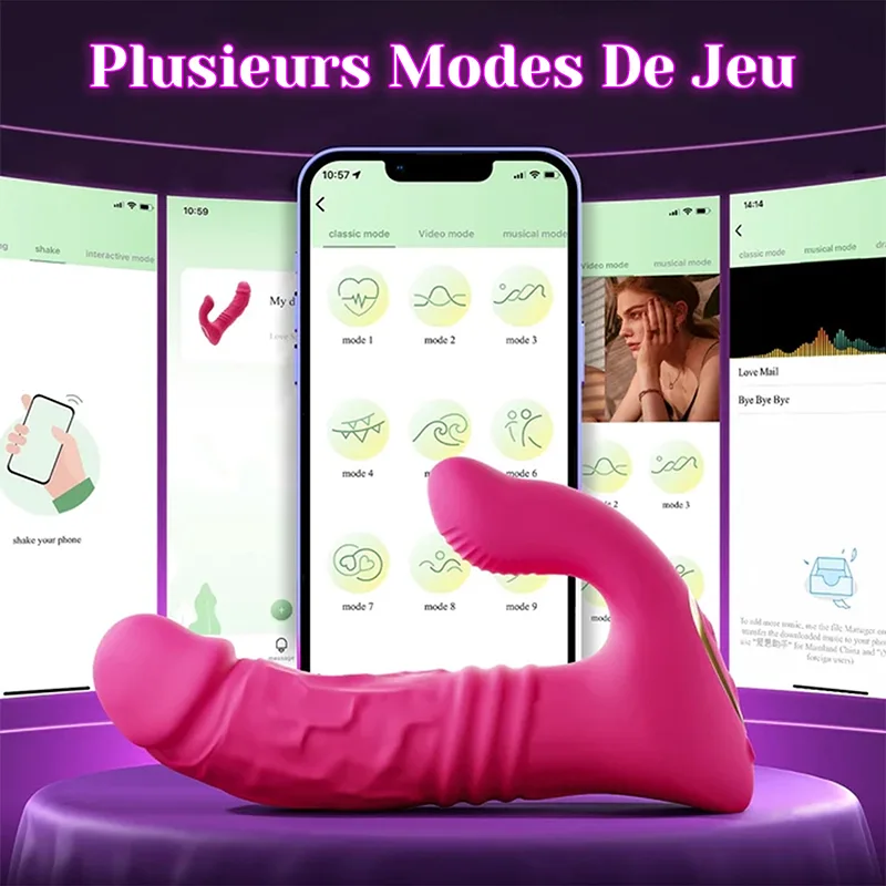 Vibro À Distance Portable Avec 10 Modes De Poussée Et De Vibration Contrôlés Par Application