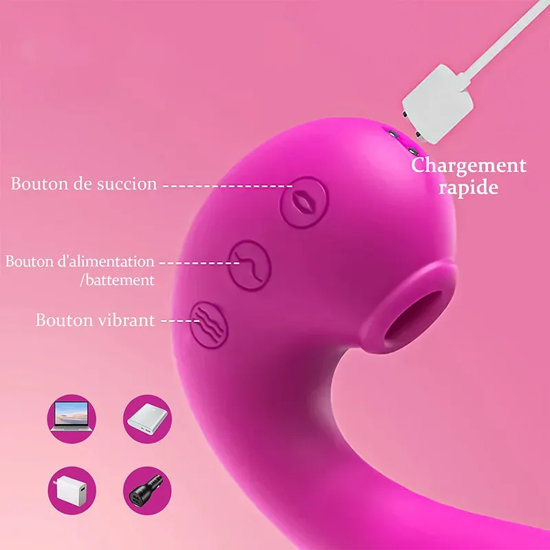 Vibro Point G 3 En 1 Avec Succion Clitoridienne 5 Modes De Léchage Et 10 Vibrations