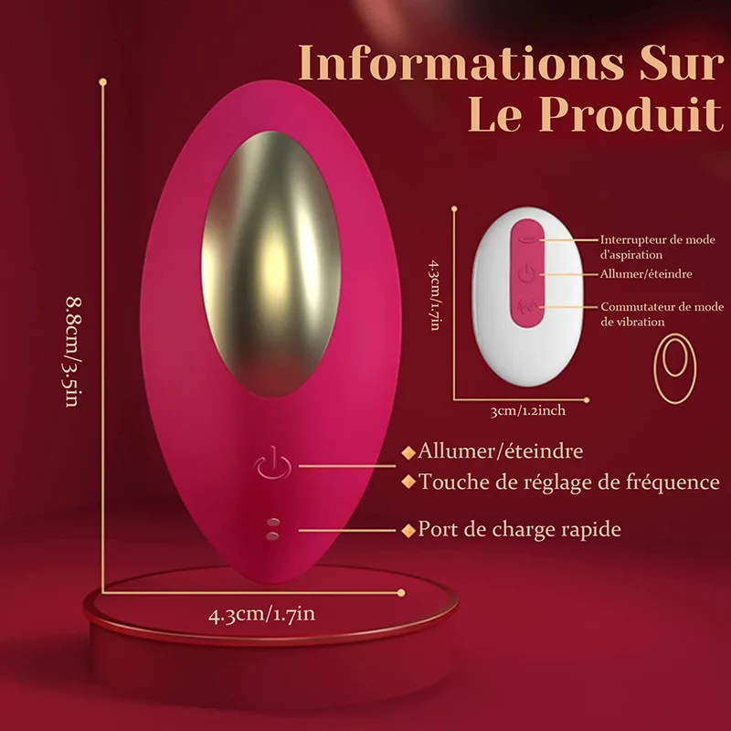 Vibromasseur À Distance Avec 9 Fréquences D’Aspiration Et De Vibration Contrôlé Par Application