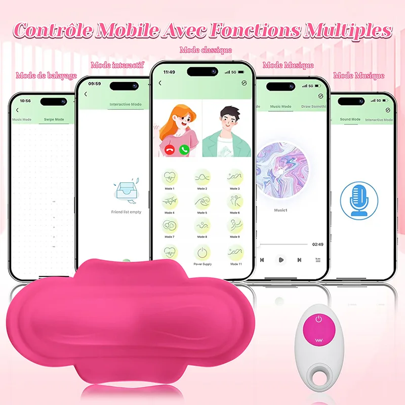 Vibromasseur À Distance Invisible Portable En Silicone Avec 11 Modes De Vibration Contrôlés Par Application