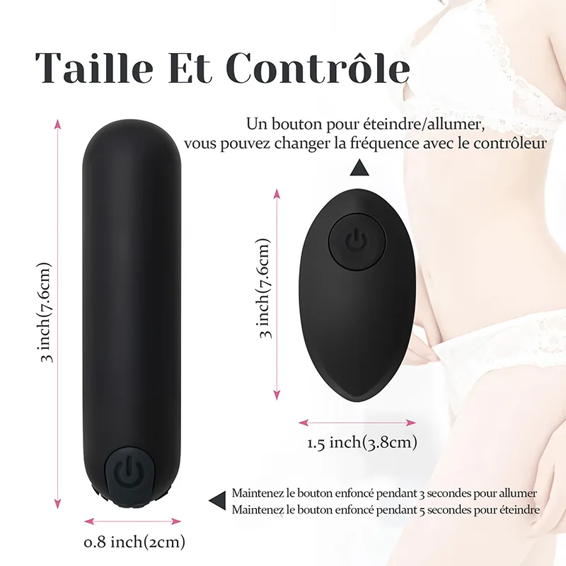 Vibromasseur Bullet Rechargeable À Télécommande Avec 10 Vibrations