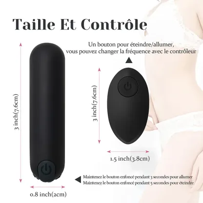 Vibromasseur Bullet Rechargeable À Télécommande Avec 10 Vibrations
