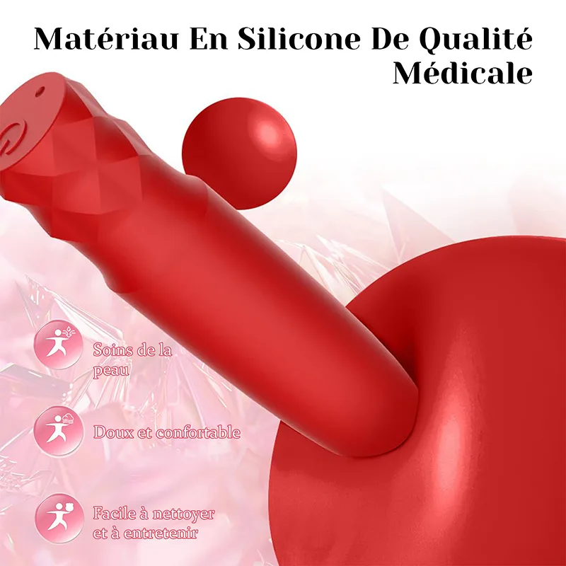 Vibromasseur Bullet Rechargeable Rouge À Lèvres Avec 10 Modes De Vibration Puissants