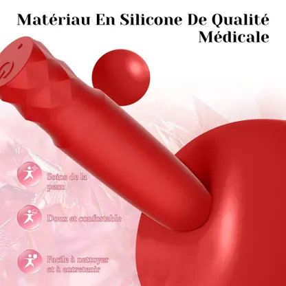 Vibromasseur Bullet Rechargeable Rouge À Lèvres Avec 10 Modes De Vibration Puissants