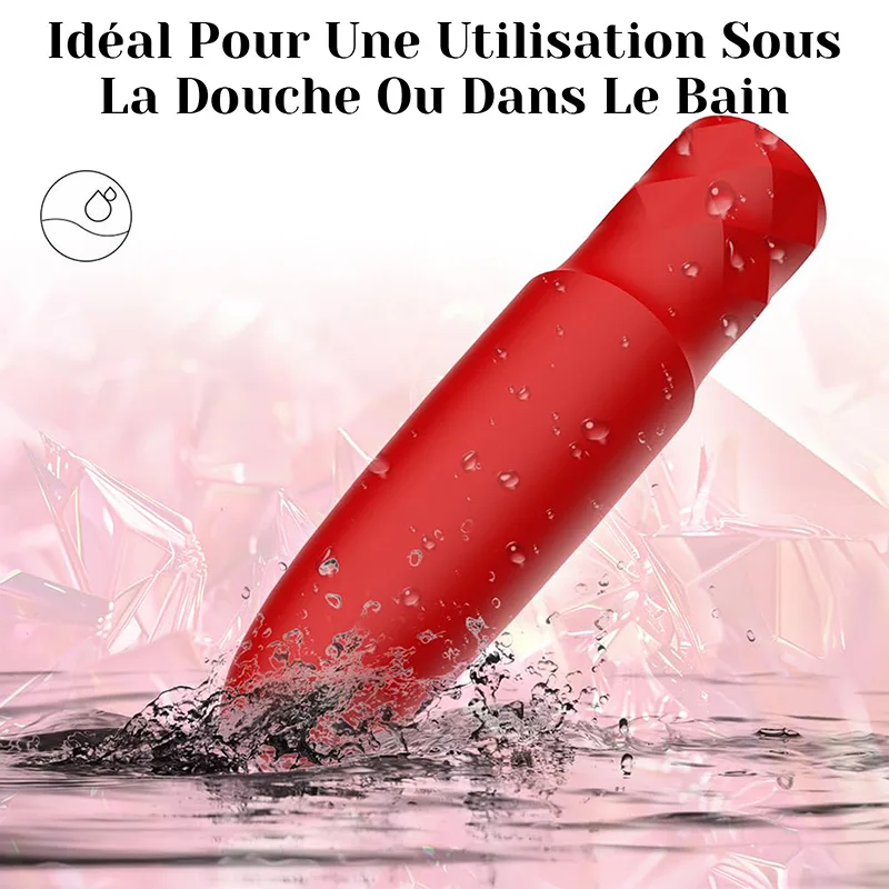 Vibromasseur Bullet Rechargeable Rouge À Lèvres Avec 10 Modes De Vibration Puissants