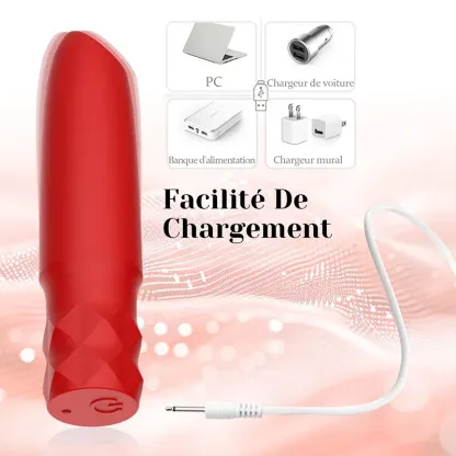 Vibromasseur Bullet Rechargeable Rouge À Lèvres Avec 10 Modes De Vibration Puissants